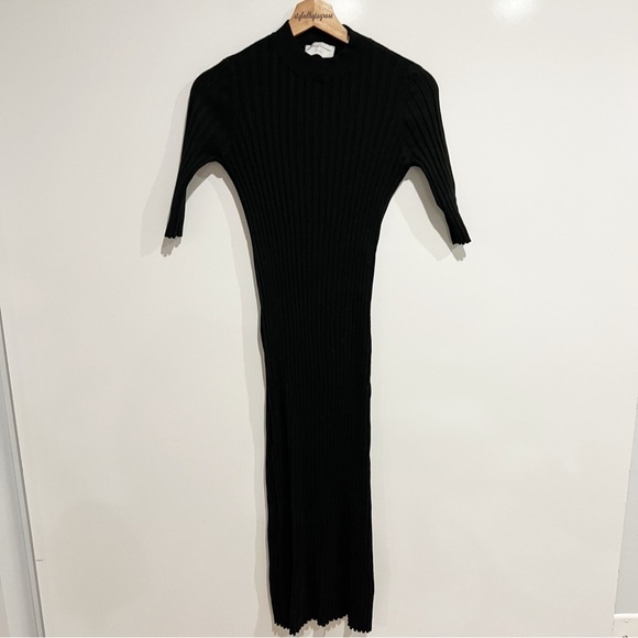 modern citizen black ribbed mockneck midi dress - Picture 8 of 8